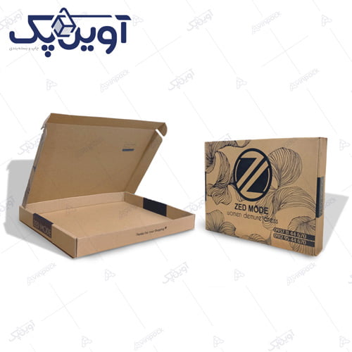 تاثیرات طراحی و ساخت کلیشه در چاپ کارتن بسته بندی | کارتن سازی (آوین پک) جعبه بسته بندی پوشاک زنانه فلکسو گرافی
