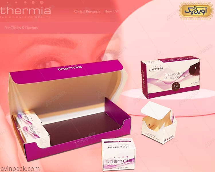 جعبه بسته بندی مراقبت های پوستی محصولات thermia
